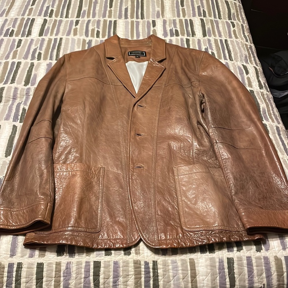 High-end men’s leather large size jacket